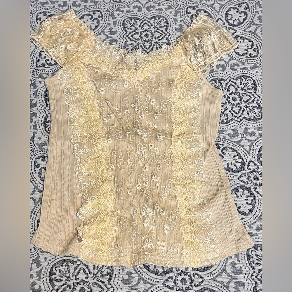 Art Collection Lace Blouse in Cream Medium